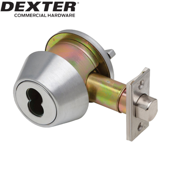 DEXTER Grade 2 Single Cylinder Deadbolt 2-3/8" or 2-3/4" Adjustable Backset SFIC Prep Less Core Satin Chrome Finish