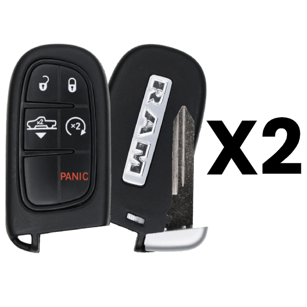2013-2018 Dodge RAM 5-Button Smart Key Fob FCC GQ4-54T Part number 68159657AK Pack Of 2 (OEM)