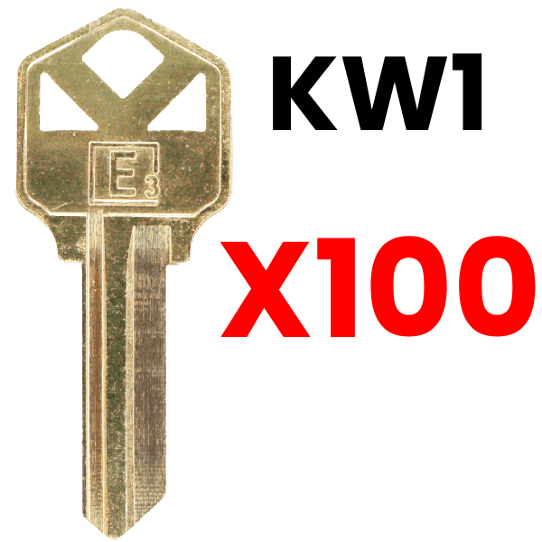 E3 KW1 Keys Brass Plated 100-PACK KW1-NP