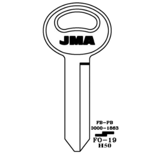 JMA Ford 5 Cut Key Blank FO-19 H50