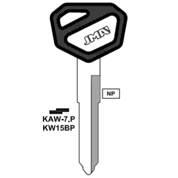 JMA Kawasaki KW15-P Plastic Head Motorcycle Key KAW-7.P