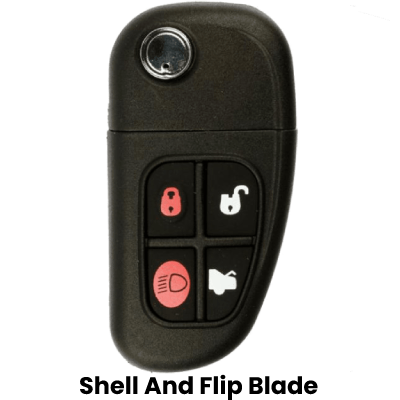 Jaguar 4 Button Remote Flip Key Shell For Fcc NHVWB1U241 Pn 1X43-15K601-AB (K4L)