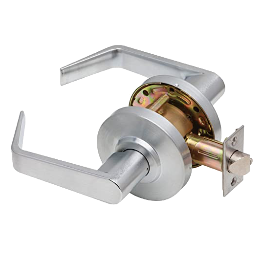 Grade 2 Passage Cylindrical Lock Non-Clutching Regular Lever 3" Rose Diameter Satin Chrome Finish