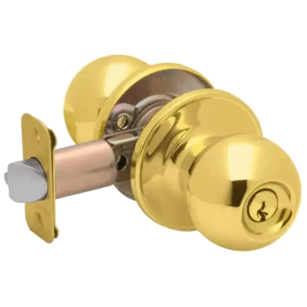 Grade 3 Entrance Cylindrical Knob Lock Set 2-3/4” And 2-3/8" Brass Finish (SC1)