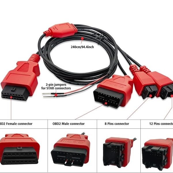 12+8 Cable Adapter for Chrysler, Security Bypass OBD2 SGW Adaptor for FCA 12 8 Connector, Compatible with IK618/D7/D7S/D7W/D8/D8S/D8BT/D8W/D9/D9S/D9 PRO/D9S PRO/X100 PAD3 Diagnostic Scan Tools