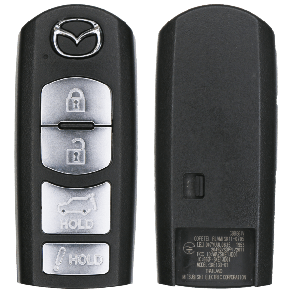 2016-2020 Mazda 4-Button Smart Key Fob FCC WAZSKE13D02 Part number TKY2-67-5DY (OEM Refurbished)