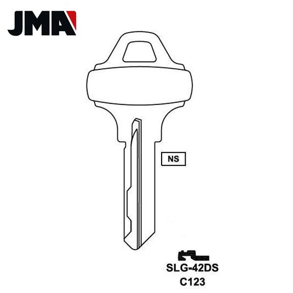 JMA Schlage SCH C123 6-Pin Key Blank - Brass (JMA-SLG-42DS)
