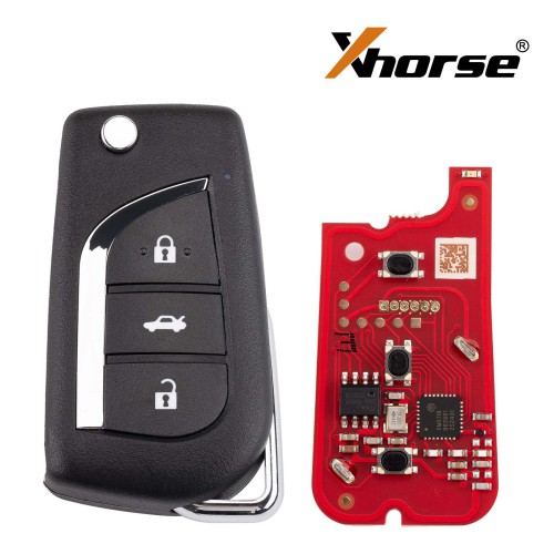 Xhorse VVDI Key Tool VVDI2 Wire Flip Remote Key 3 Button Toyota Type XKTO20EN